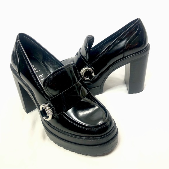 Gianni Bini Maxxwell Block Heel Loafers Black - Picture 2 of 8